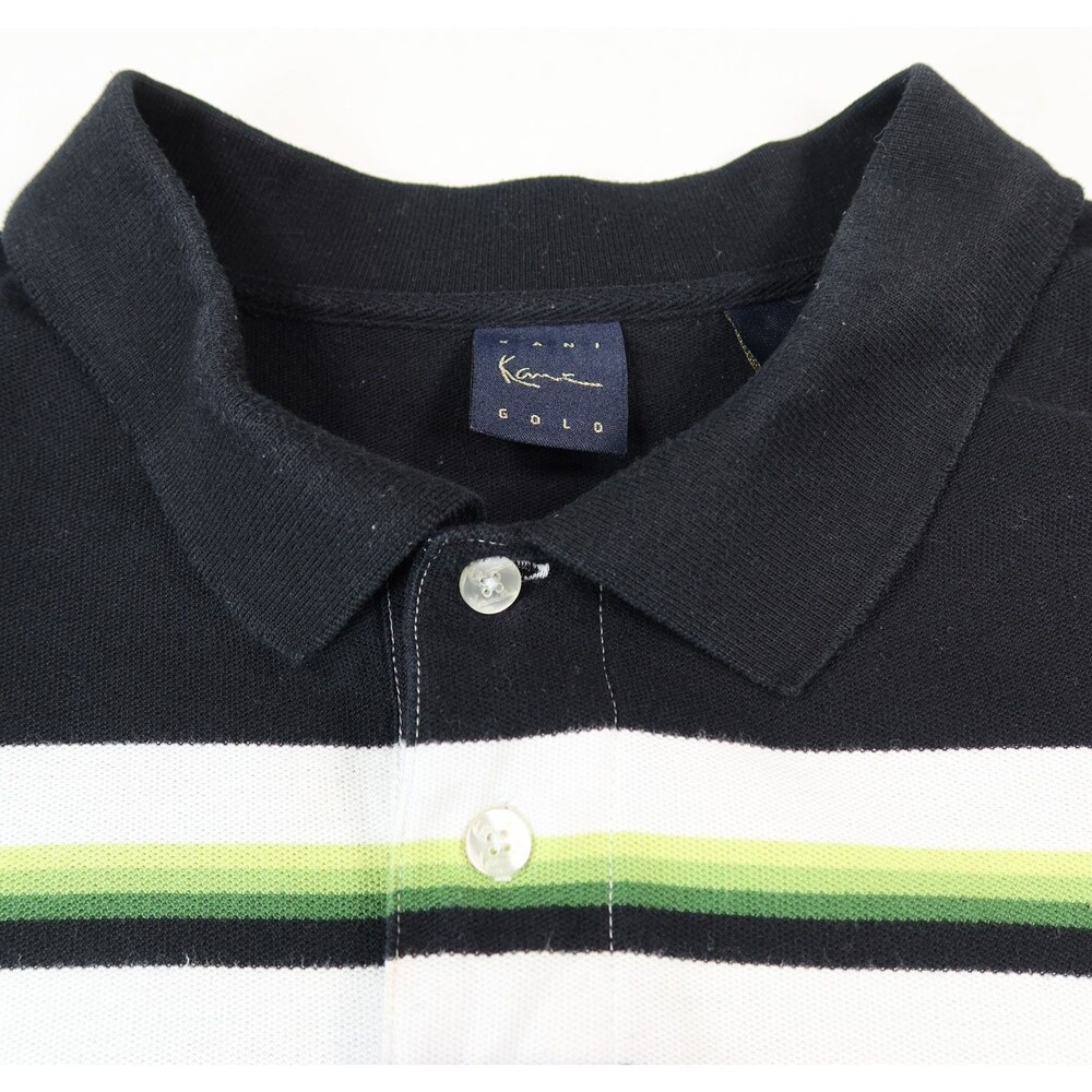 Vintage Y2K Karl Kani Polo Shirt Men's 4XB Big & Tall Green Striped Long Sleeve - Picture 5 of 14